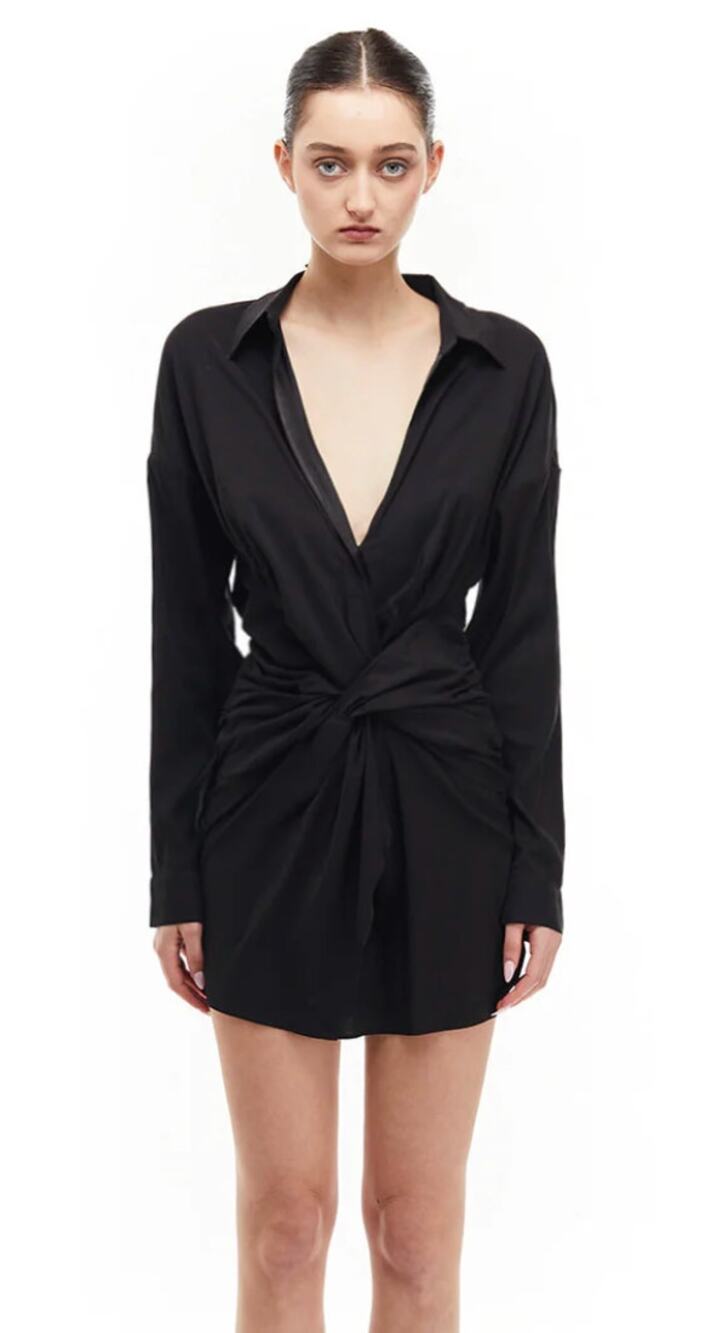 Mother of All Loriel Black Long Sleeve Shirt Dress Size XS